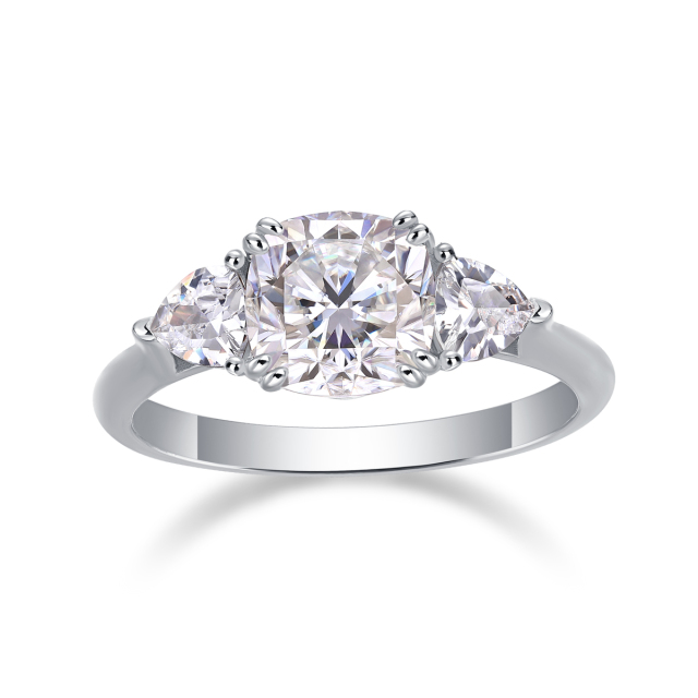 Sterling Silver Moissanite Wedding Ring Set