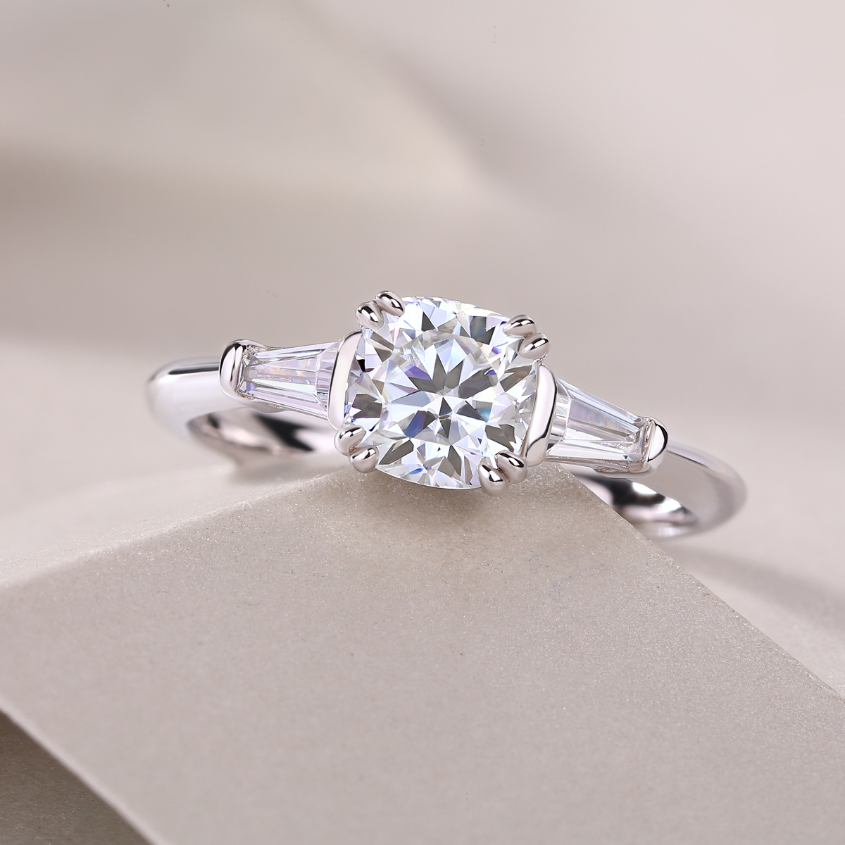 Sterling Silver Moissanite Cluster Ring