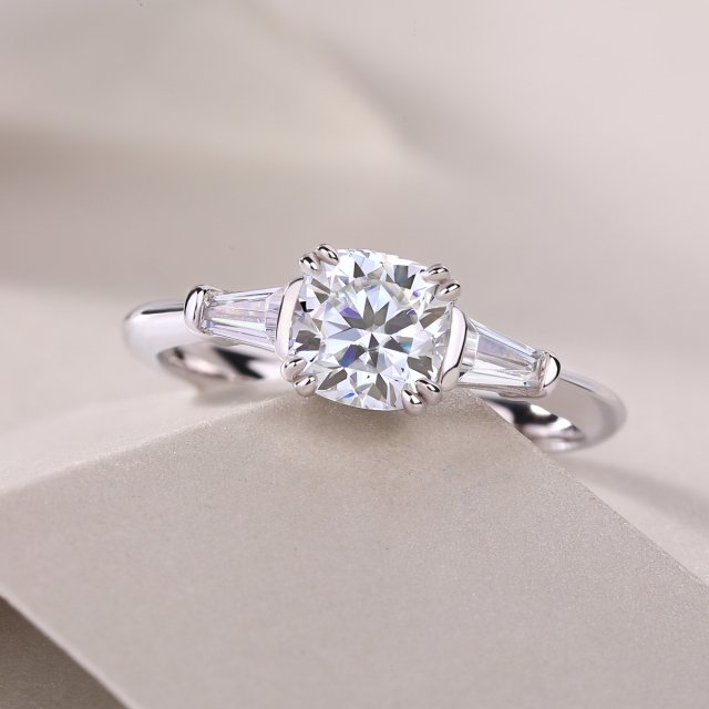 Sterling Silver Moissanite Cluster Ring