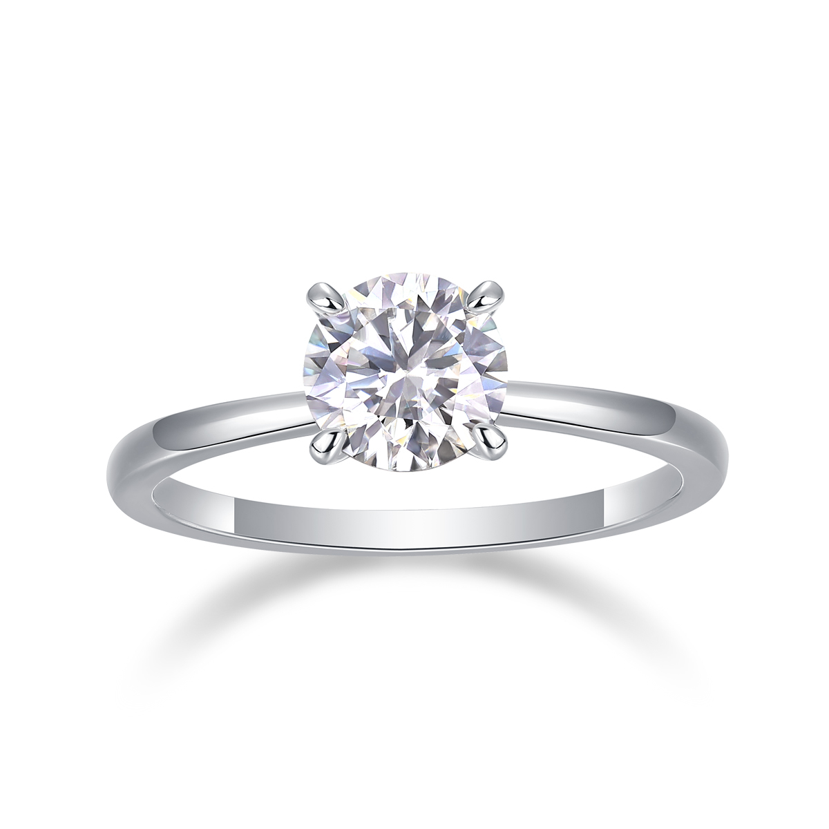 Sterling Silver Moissanite Solitaire Engagement Ring