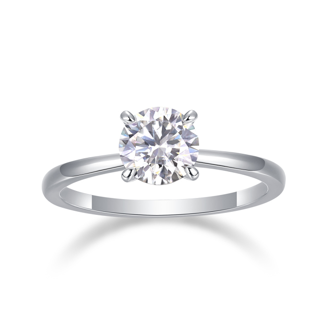 Sterling Silver Moissanite Solitaire Engagement Ring