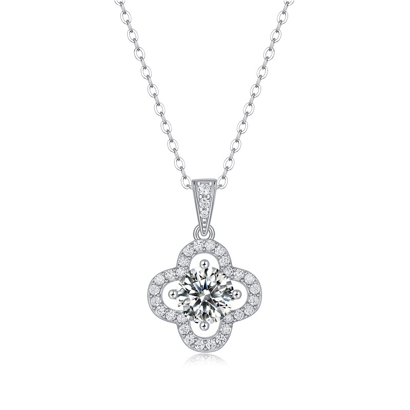 Stunning Moissanite Flower Pendant Necklace