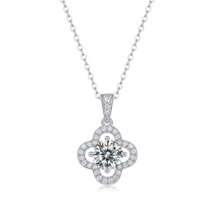 Stunning Moissanite Flower Pendant Necklace