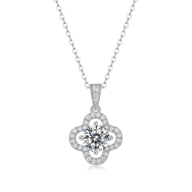 Stunning Moissanite Flower Pendant Necklace