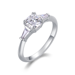 Sterling Silver Moissanite Cluster Ring