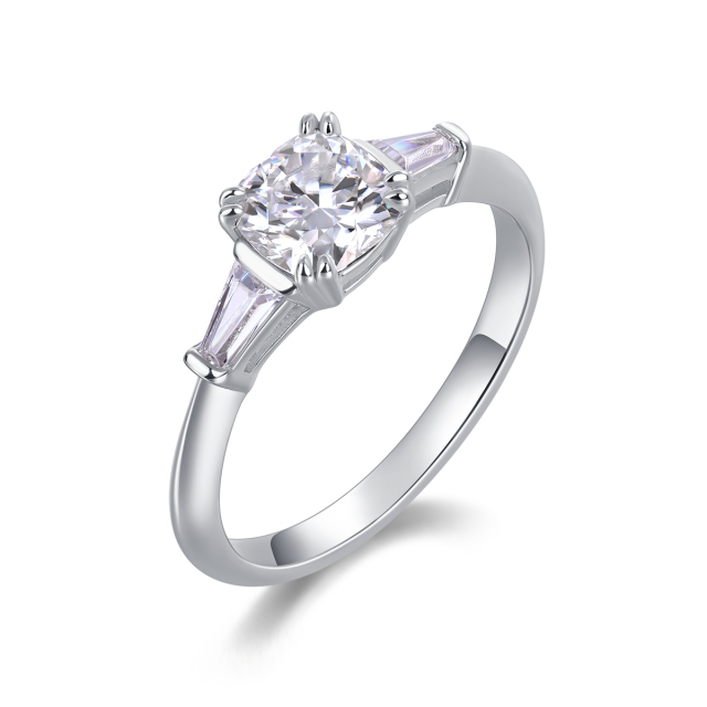 Sterling Silver Moissanite Cluster Ring