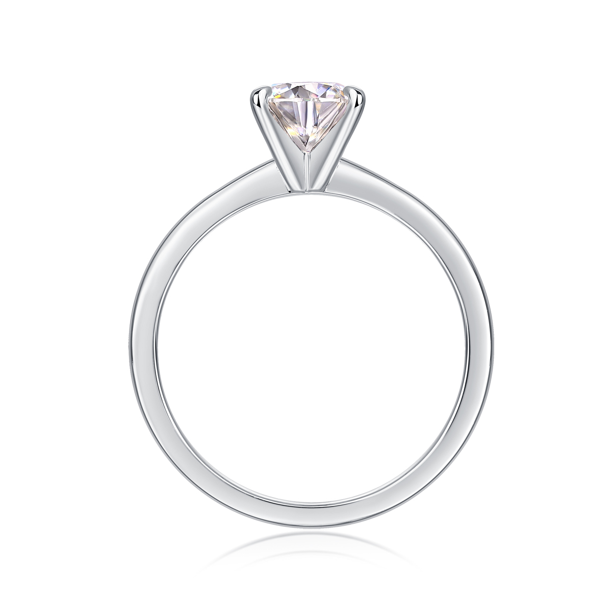 Sterling Silver Moissanite Solitaire Engagement Ring