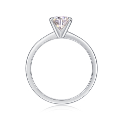 Sterling Silver Moissanite Solitaire Engagement Ring