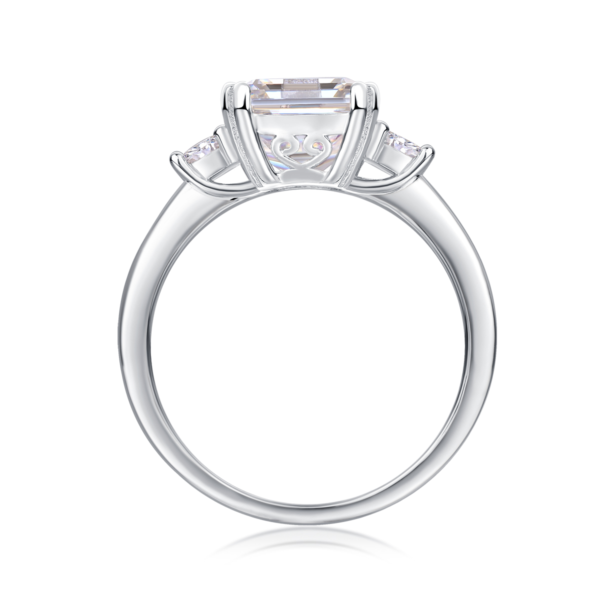 3-Stone Sterling Silver Moissanite Anniversary Ring