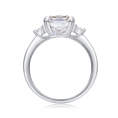 3-Stone Sterling Silver Moissanite Anniversary Ring