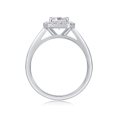 Art Deco Style Moissanite Sterling Silver Ring
