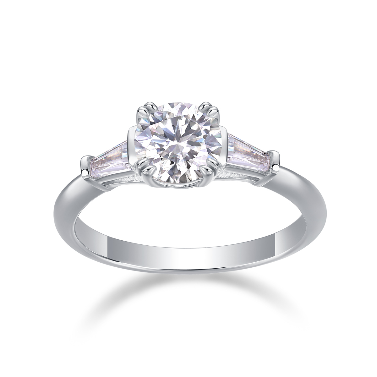 Princess-Cut Moissanite Silver Engagement Ring