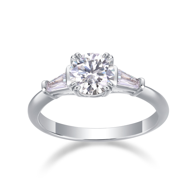 Princess-Cut Moissanite Silver Engagement Ring