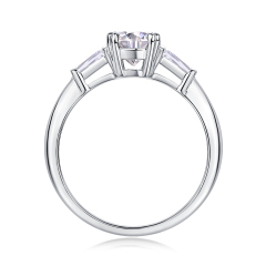 Princess-Cut Moissanite Silver Engagement Ring