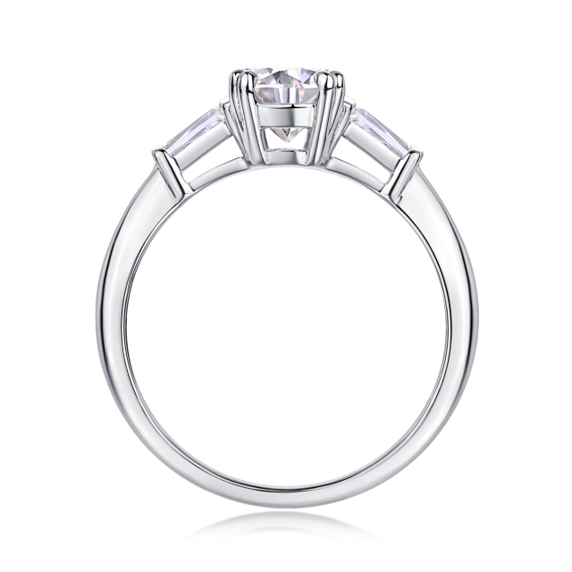 Princess-Cut Moissanite Silver Engagement Ring