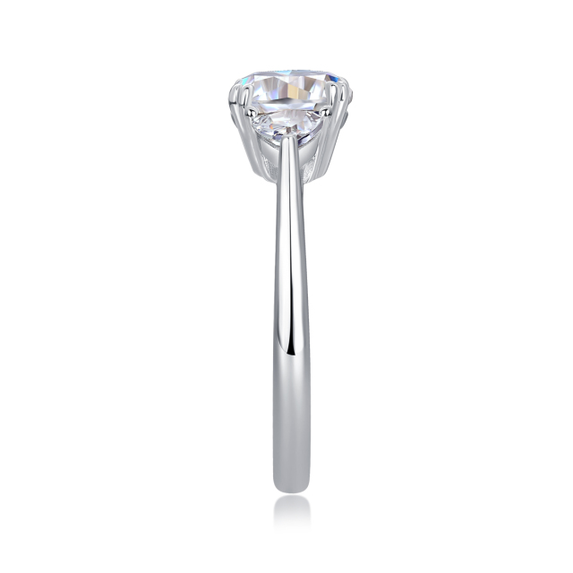 3-Stone Sterling Silver Moissanite Anniversary Ring