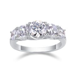 Vintage-Inspired Sterling Silver Moissanite Diamond Ring