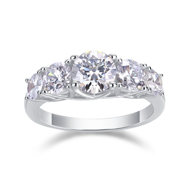Vintage-Inspired Sterling Silver Moissanite Diamond Ring