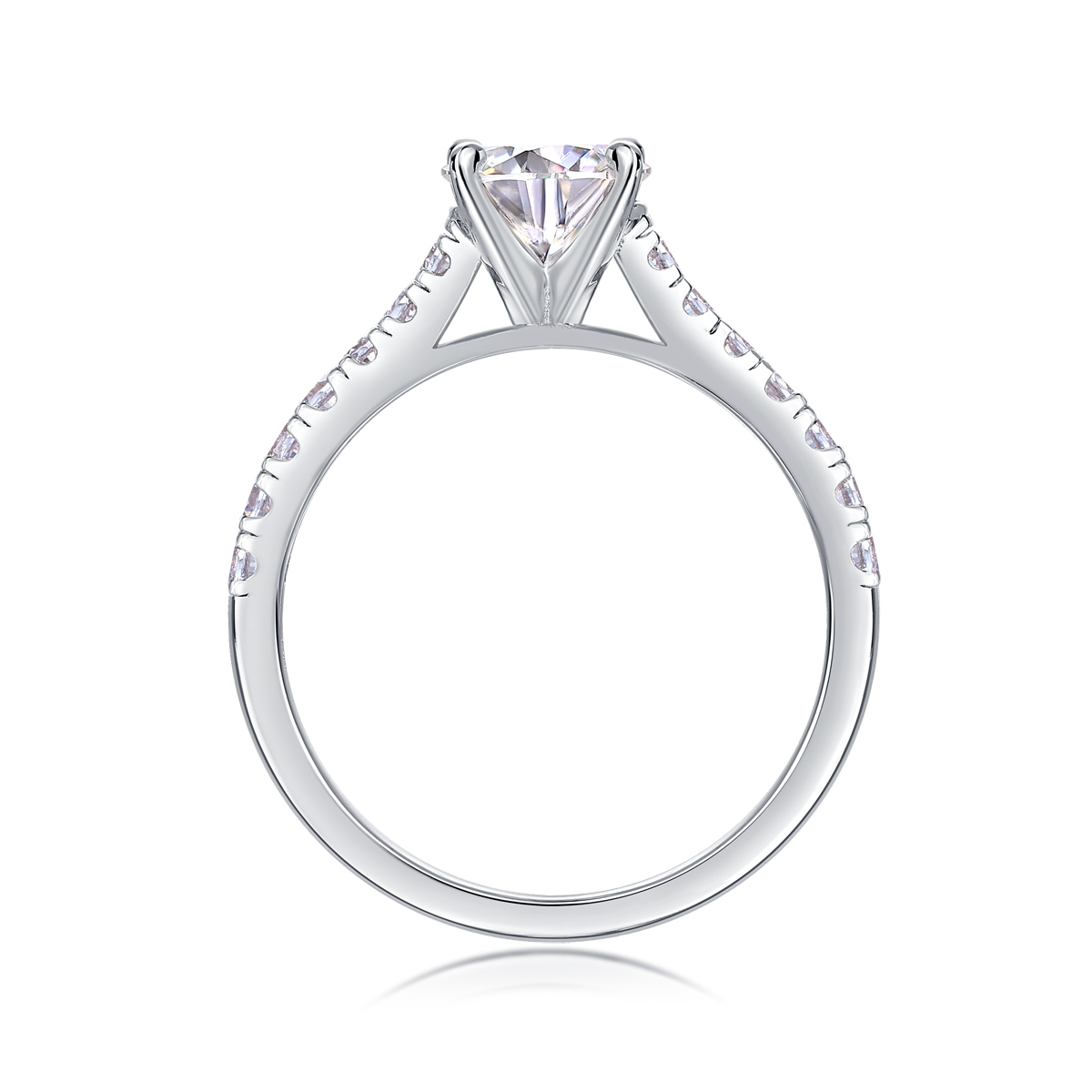 Cushion-Cut Sterling Silver Moissanite Ring