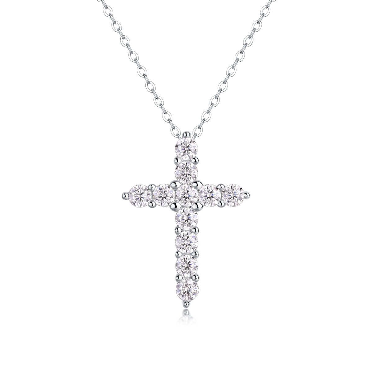 Dainty Moissanite Cross Pendant Necklace