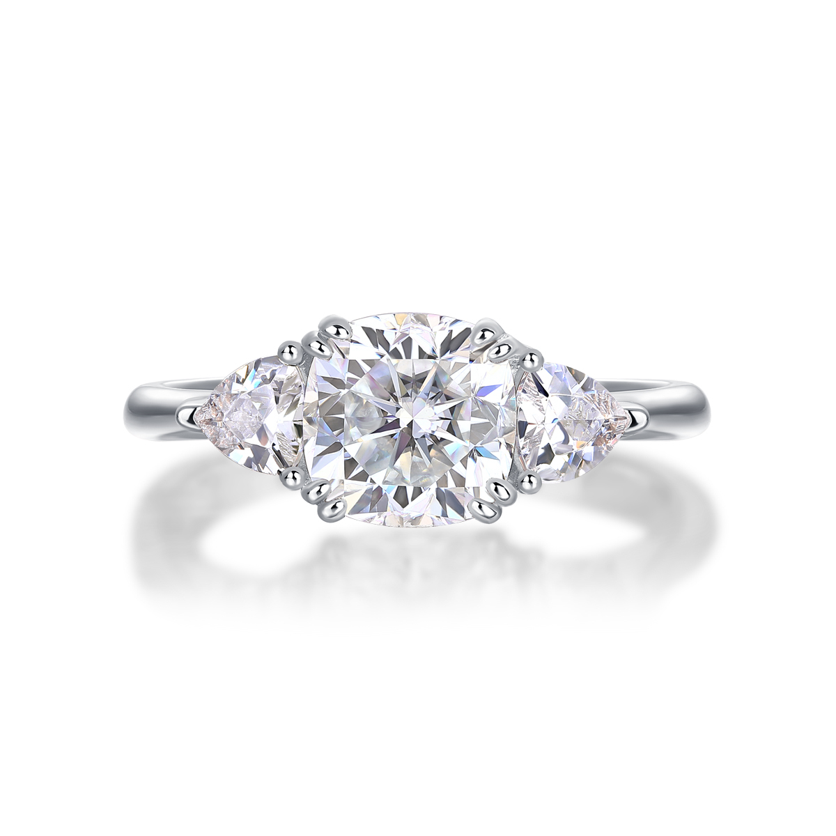 Sterling Silver Moissanite Wedding Ring Set