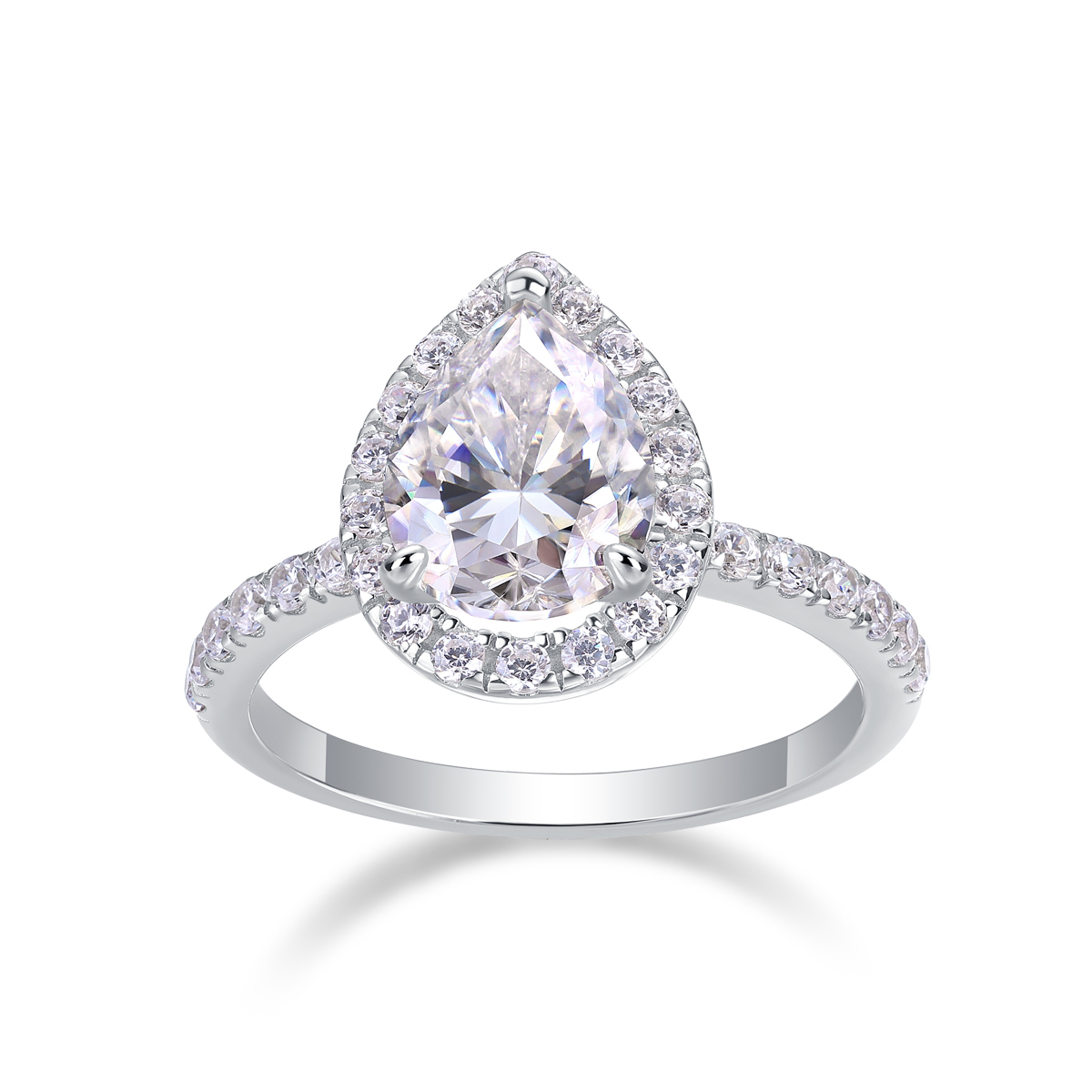 Oval Moissanite Sterling Silver Promise Ring