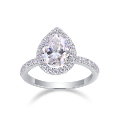 Oval Moissanite Sterling Silver Promise Ring