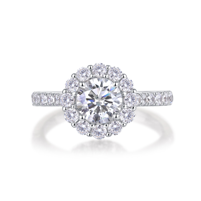 Emerald-Cut Moissanite Silver Statement Ring