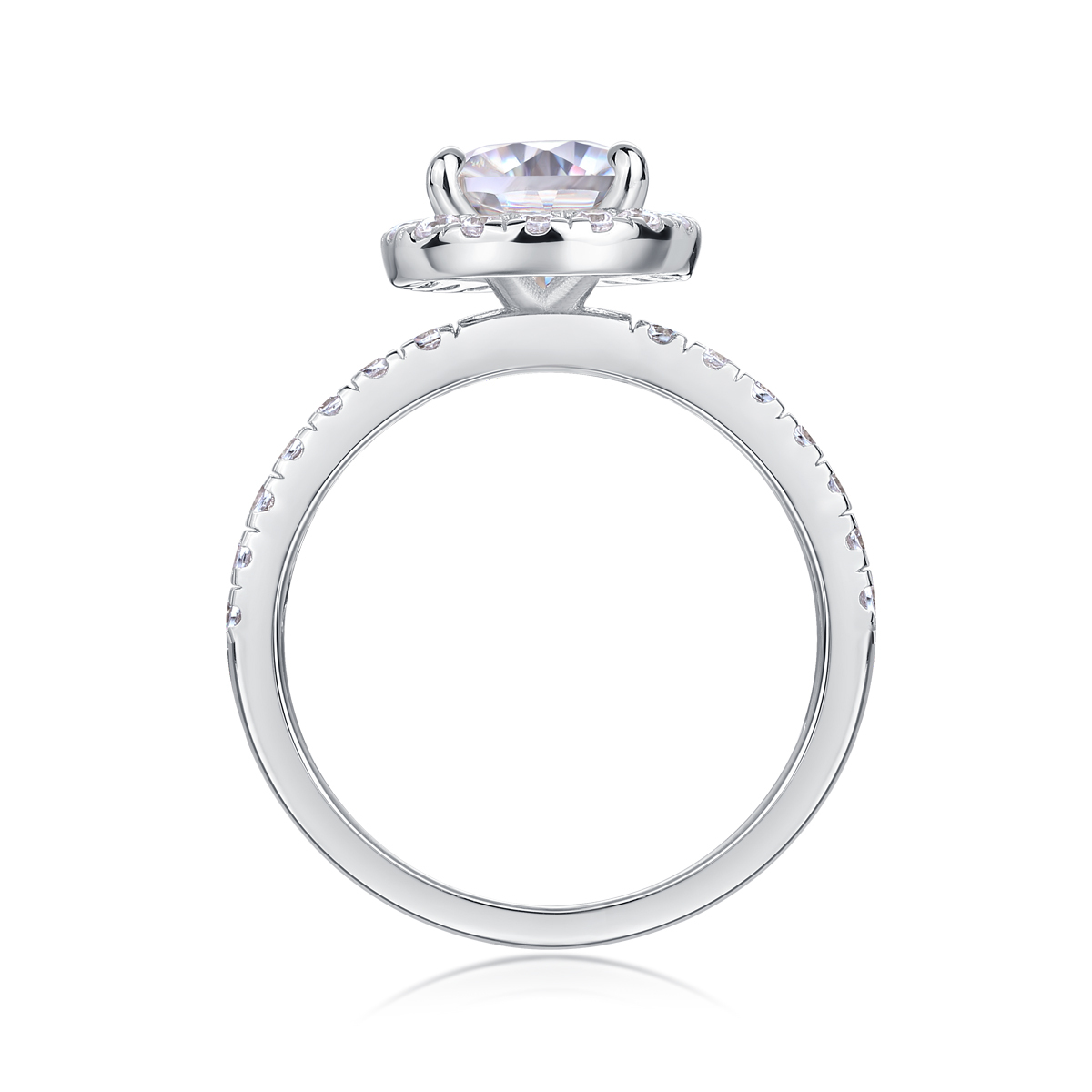 Oval Moissanite Sterling Silver Promise Ring