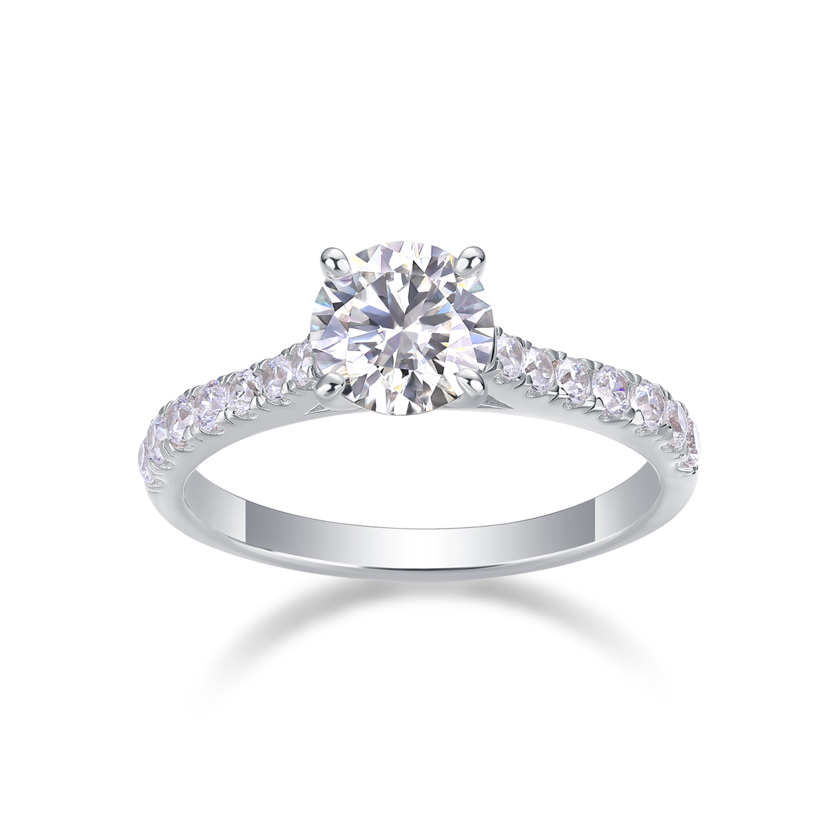 Classic Round Cut Moissanite Silver Ring