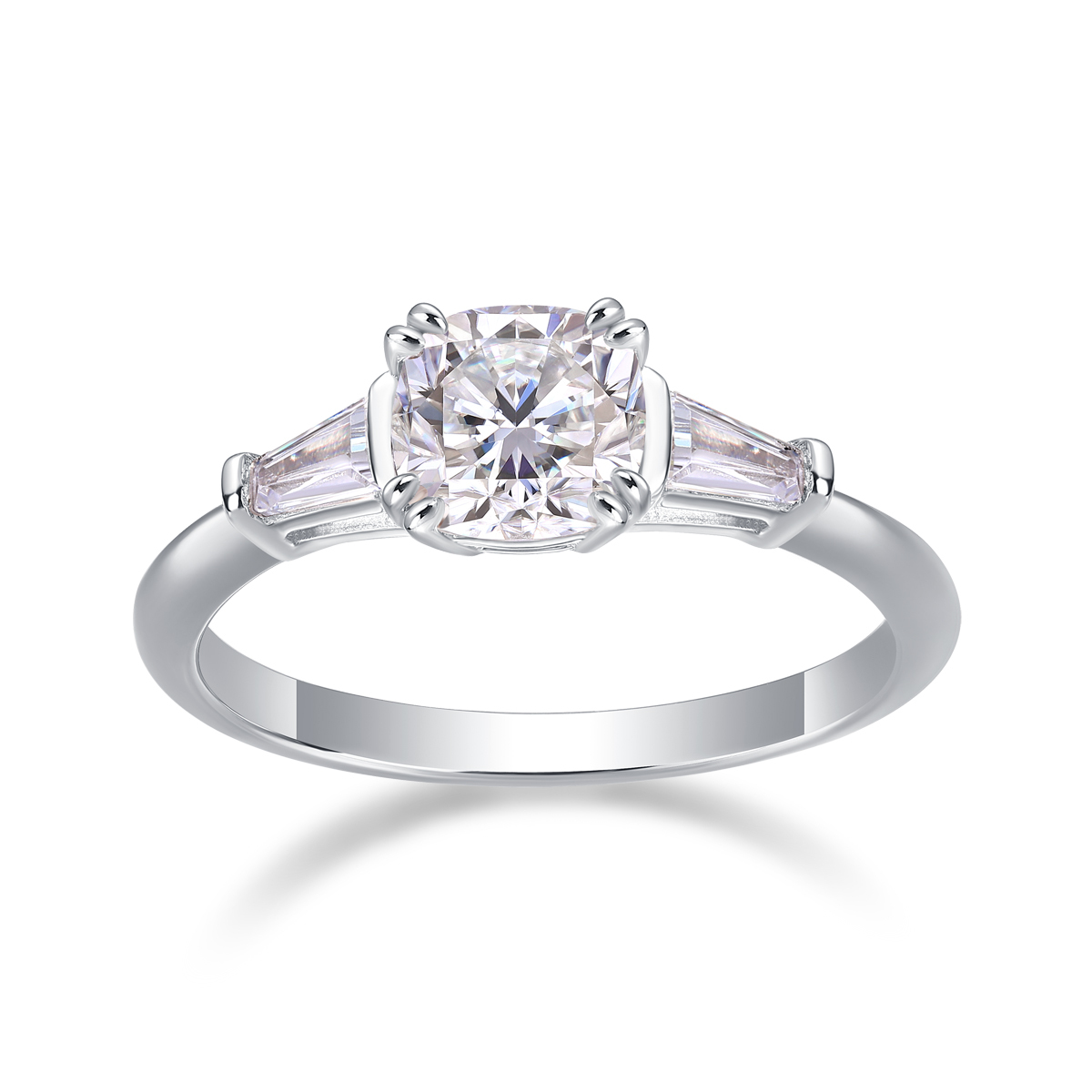 Sterling Silver Moissanite Cluster Ring