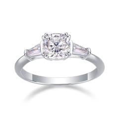 Sterling Silver Moissanite Cluster Ring