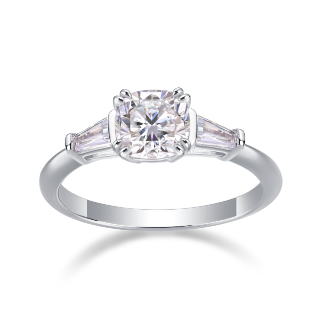 Sterling Silver Moissanite Cluster Ring