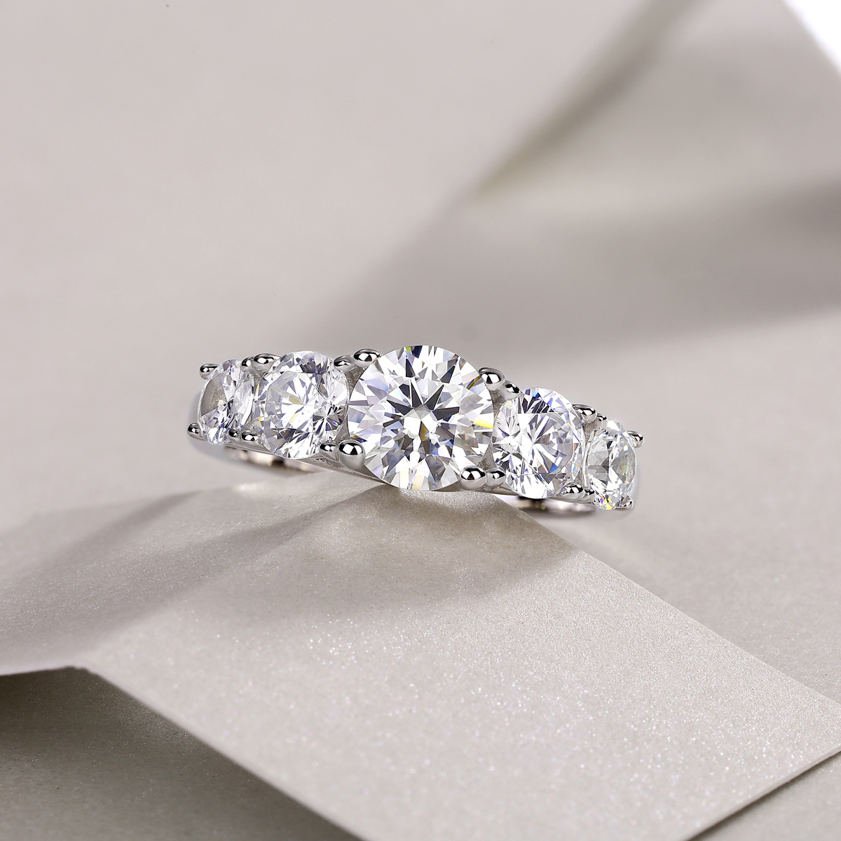 Vintage-Inspired Sterling Silver Moissanite Diamond Ring
