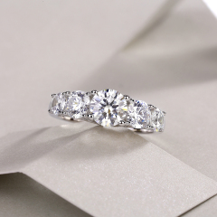 Vintage-Inspired Sterling Silver Moissanite Diamond Ring