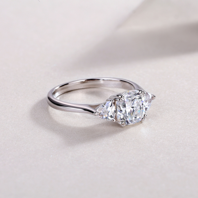 Sterling Silver Moissanite Wedding Ring Set