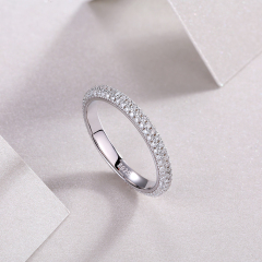 Halo Design Sterling Silver Moissanite Engagement Ring