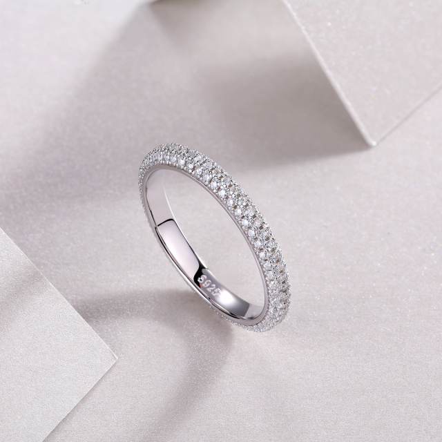 Halo Design Sterling Silver Moissanite Engagement Ring