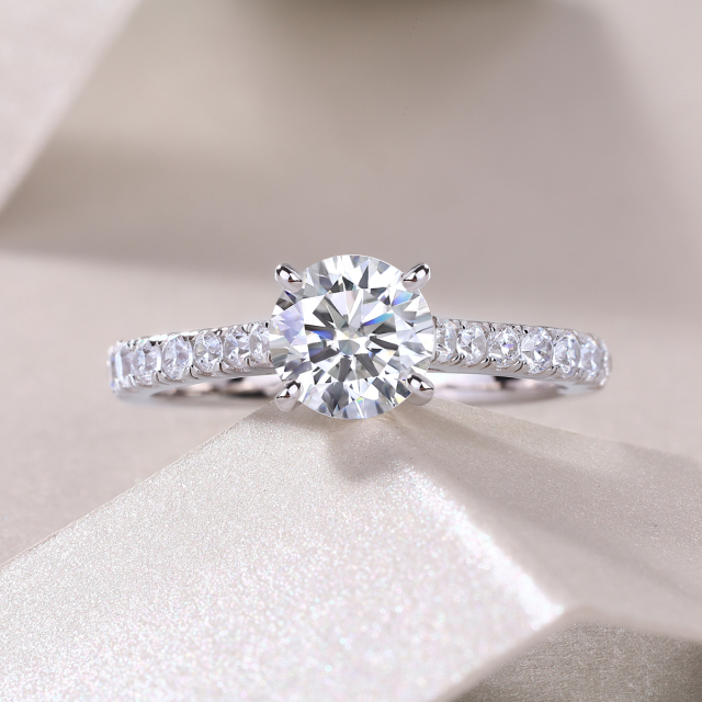 Cushion-Cut Sterling Silver Moissanite Ring