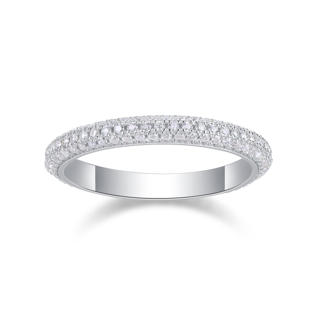 Halo Design Sterling Silver Moissanite Engagement Ring