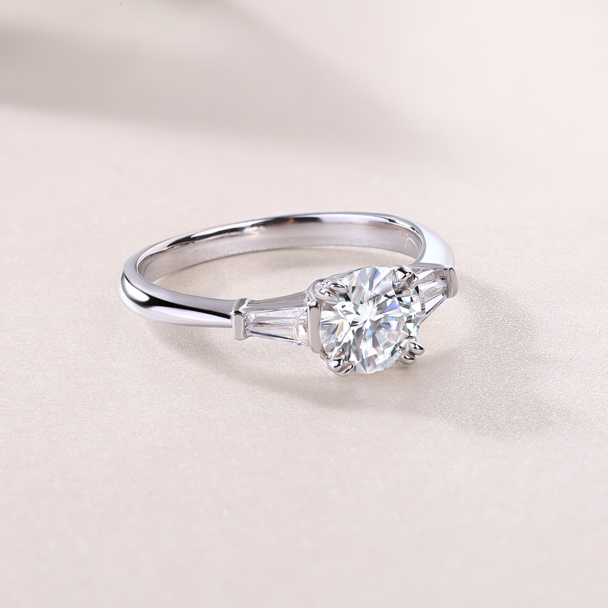Princess-Cut Moissanite Silver Engagement Ring