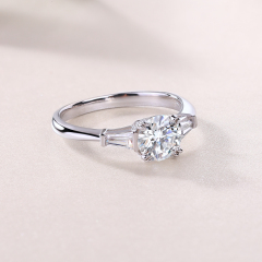 Princess-Cut Moissanite Silver Engagement Ring