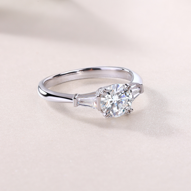 Princess-Cut Moissanite Silver Engagement Ring