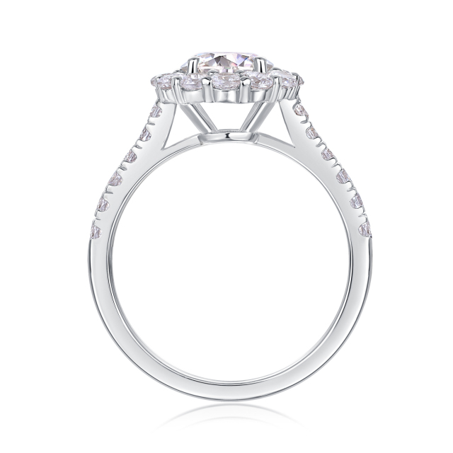 Emerald-Cut Moissanite Silver Statement Ring