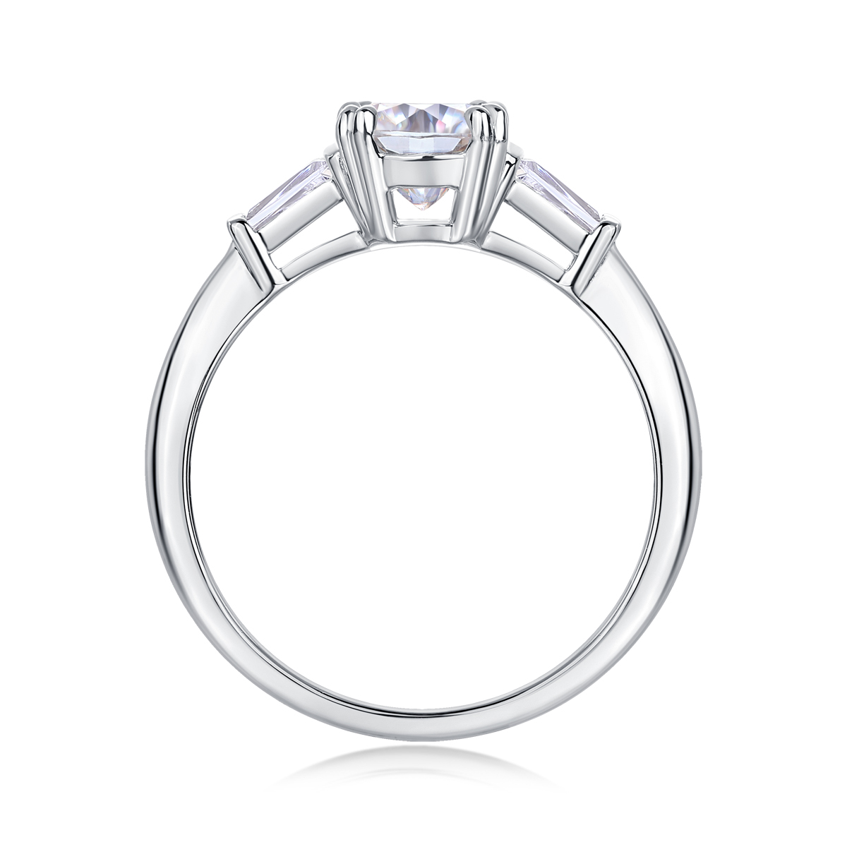 Emerald-Cut Moissanite Silver Statement Ring