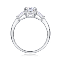 Emerald-Cut Moissanite Silver Statement Ring