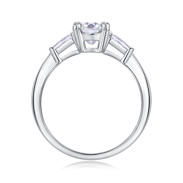 Emerald-Cut Moissanite Silver Statement Ring