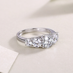 Vintage-Inspired Sterling Silver Moissanite Diamond Ring