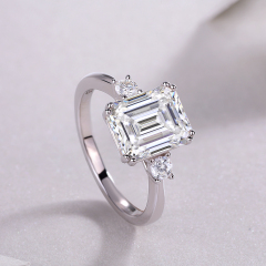 3-Stone Sterling Silver Moissanite Anniversary Ring