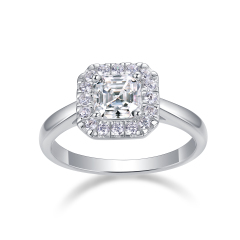 Art Deco Style Moissanite Sterling Silver Ring